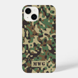Camocamouflagepatroonmonogram initialen iPhone 14 hoesje