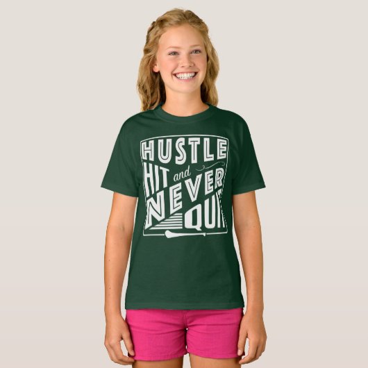 Camogie Hustle Hit & Never Quit, Gaelic Games T-shirt (Voorkant volledig)