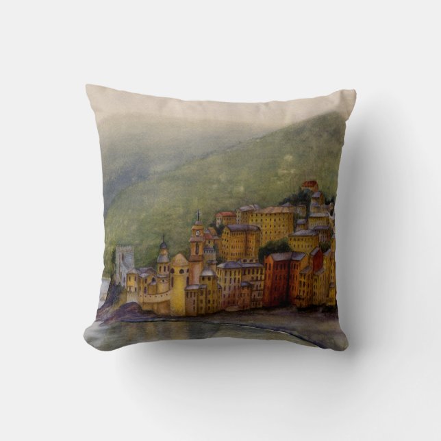 Camogli, Italie aquarelle, Coussin (Recto)
