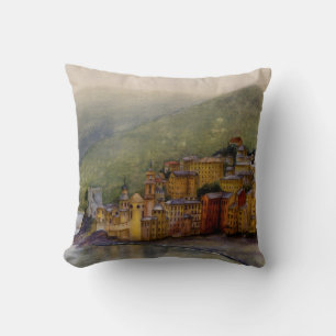 Camogli, Italië waterverf schilderij, Kussen