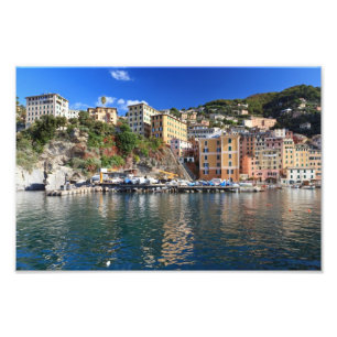 Camogli uit het zee foto afdruk