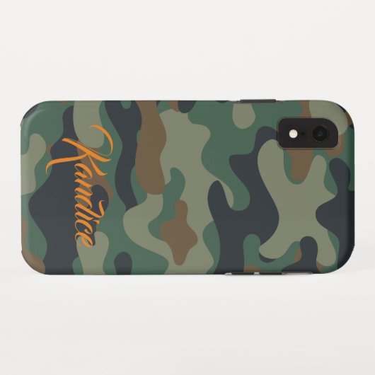 Camoppatroon met Oranje monogram Case-Mate iPhone Case (Achterkant (horizontaal))