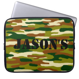 Camouflage - Aangepaste naam Laptop Sleeve