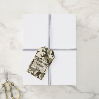 Camouflage aardetinten van bruin en taupe cadeaulabel