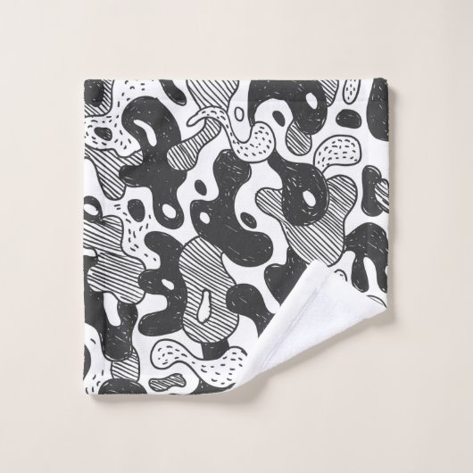 camouflage abstrait style doodé, noir (Gant de toilette)