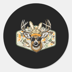Camouflage achterstevoren pet hertenbok paashaas j ronde sticker