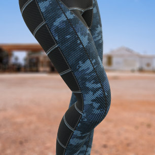 Camouflage Actie Blauw Cosplay Kostuum Leggings