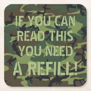 Camouflage Als je dit kan lezen heb je een bijvull Vierkante Kartonnen Onderzetter