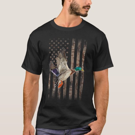 Camouflage American Flag Duck Hunting   Ducks Hunt T-shirt (Voorkant)