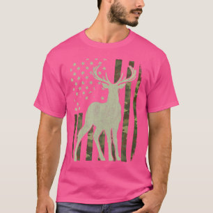Camouflage Amerikaanse vlag Amerikaanse jager hert T-shirt