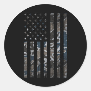 Camouflage Amerikaanse vlag Camo Militaire 4 juli Ronde Sticker
