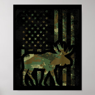 Camouflage Amerikaanse Vlag Eland Jagen Geschenk V Poster