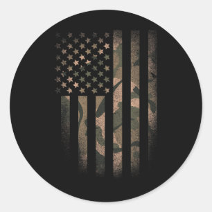 Camouflage Amerikaanse Vlag Usa Militair Tactisch  Ronde Sticker