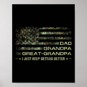 Camouflage Amerikaanse vlag vaders dag overgrootva Poster