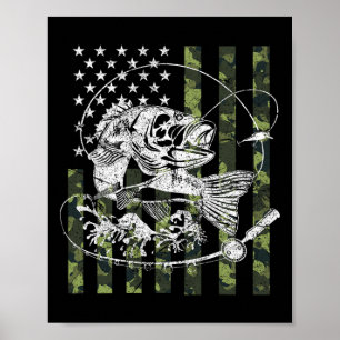 Camouflage Amerikaanse vlag Vist cadeaus voor mann Poster