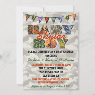 Camouflage Baby Baby Baby Shower Invitaties Kaart