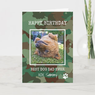 Camouflage Best Dog Pap Ever Photo Birthday Card Kaart