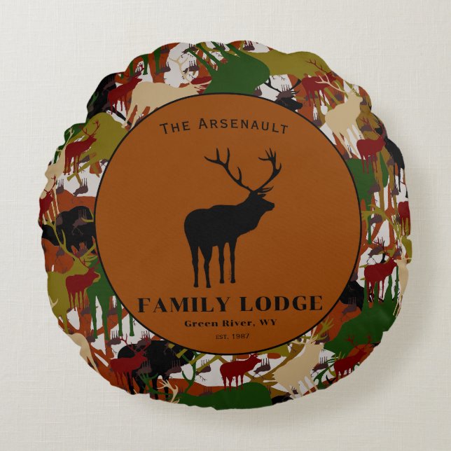 Camouflage Black Brown Green Personalized Rond Kussen (Voorkant)