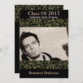 Camouflage & Black Graduation Party Invitation (Devant / Derrière)
