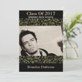 Camouflage & Black Graduation Party Invitation Kaart (Staand voorkant)