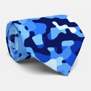 Camouflage Blauw Abstract Patroon Stropdas