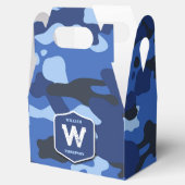 Camouflage Blauw Camo Legerpatroon Monogram Bedankdoosjes (Geopend)