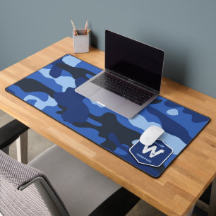 Camouflage Blauw Camo Legerpatroon Monogram Bureaumat
