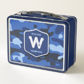 Camouflage Blauw Camo Legerpatroon Monogram Jongen (Achterkant)