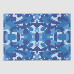 Camouflage Blauw Camo Legerpatroon Monogram Tissuepapier