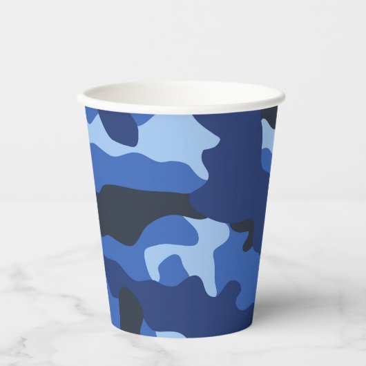 Camouflage Blauw Camo Legerpatroon Papieren Bekers (Voorkant)