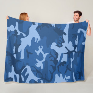 Camouflage Blauw Fleece Deken