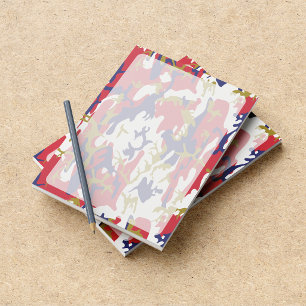 Camouflage, Blauw Wit Rood Goud, Militair, Leger Notitieblok