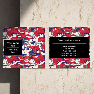 Camouflage, Blauw Wit Rood Grijs, Militair, Leger Vierkante Visitekaartje