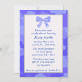 Camouflage Bleu Bow Baby shower Invitation (Dos)