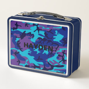 Camouflage bleu et violet Ajouter un nom Lunchbox 