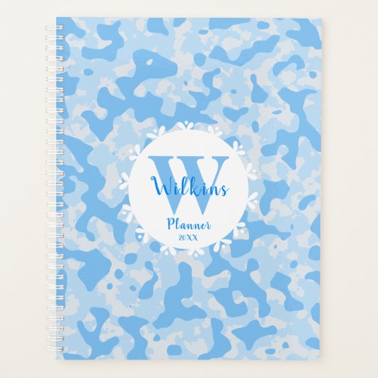 Camouflage bleu féminin Design Monogramme (Devant)
