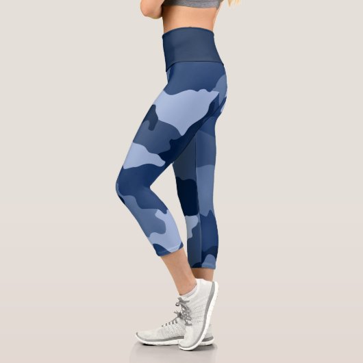 Camouflage bleu Motif Capri Leggings (Gauche)