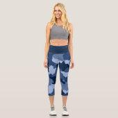 Camouflage bleu Motif Capri Leggings (Recto)