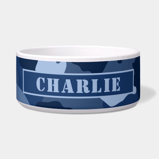 Camouflage Blue Camo Pattern Voerbakje (Voorkant)