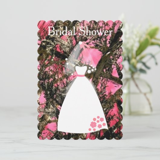 Camouflage bruids douche uitnodiging (Staand voorkant)