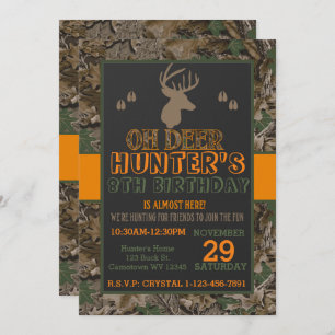 Camouflage Buck Deer Anniversaire Fête Invitation