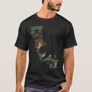 Camouflage Californië-Beer Vlaggenstaat T-shirt