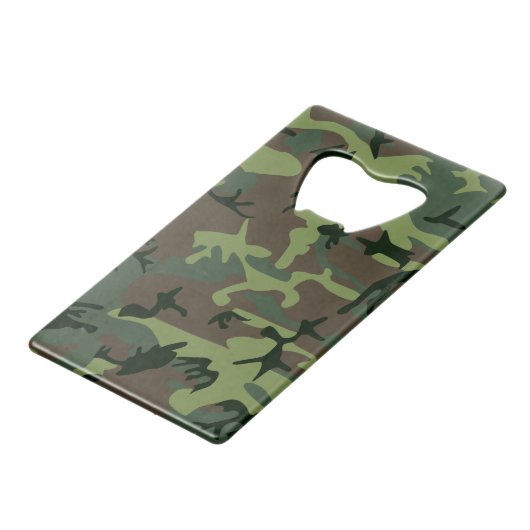 Camouflage Camo Green Brown Pattern Kredietkaart Flessenopener (Achterkant Gekanteld)