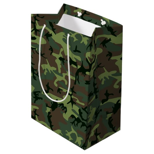 Camouflage Camo Green Brown Pattern Medium Cadeauzakje (Achterkant Gekanteld)
