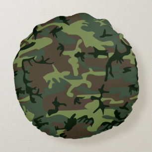 Camouflage Camo Green Brown Pattern Rond Kussen