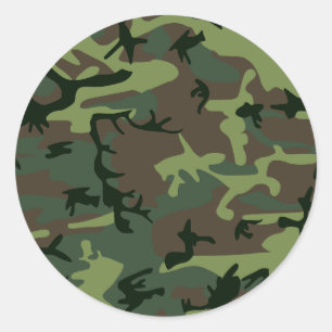 Camouflage Camo Green Brown Pattern Ronde Sticker