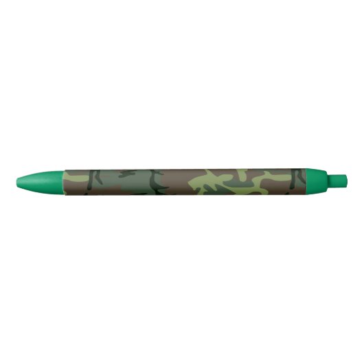Camouflage Camo Green Brown Pattern Zwarte Inkt Pen (Voorkant)