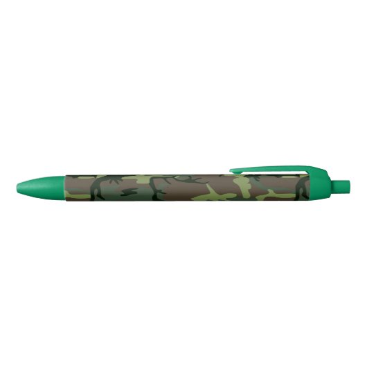 Camouflage Camo Green Brown Pattern Zwarte Inkt Pen (Bovenkant)