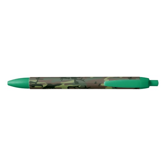 Camouflage Camo Green Brown Pattern Zwarte Inkt Pen (Achterkant)