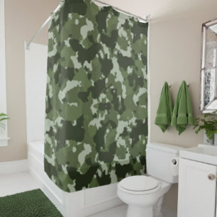 Camouflage Camo Groen Leger Woodland Douchegordijn
